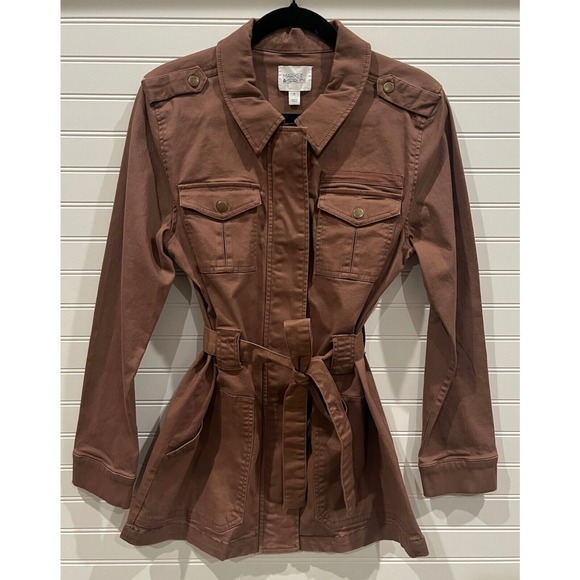 Market & Spruce‎ Belted Utility Jacket Lightweight Casual Coat Medium - Picture 1 of 6